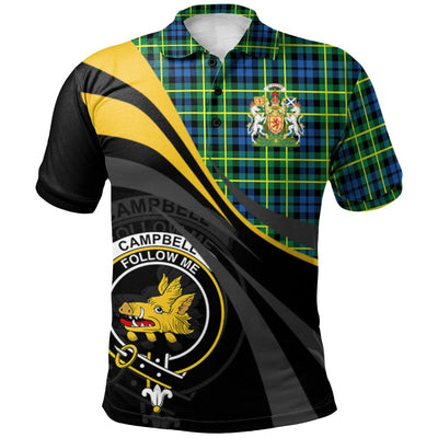 Clan Campbell of Breadalbane Ancient Tartan Polo Shirt - Royal Coat Of Arms Style
