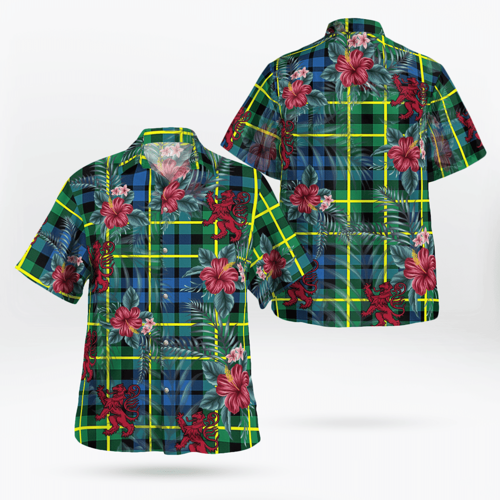 Clan Campbell of Breadalbane Ancient Tartan Scottish Lion Hawaiian Shirt PQ57 Campbell of Breadalbane Ancient Tartan Tartan Hawaii Shirt   