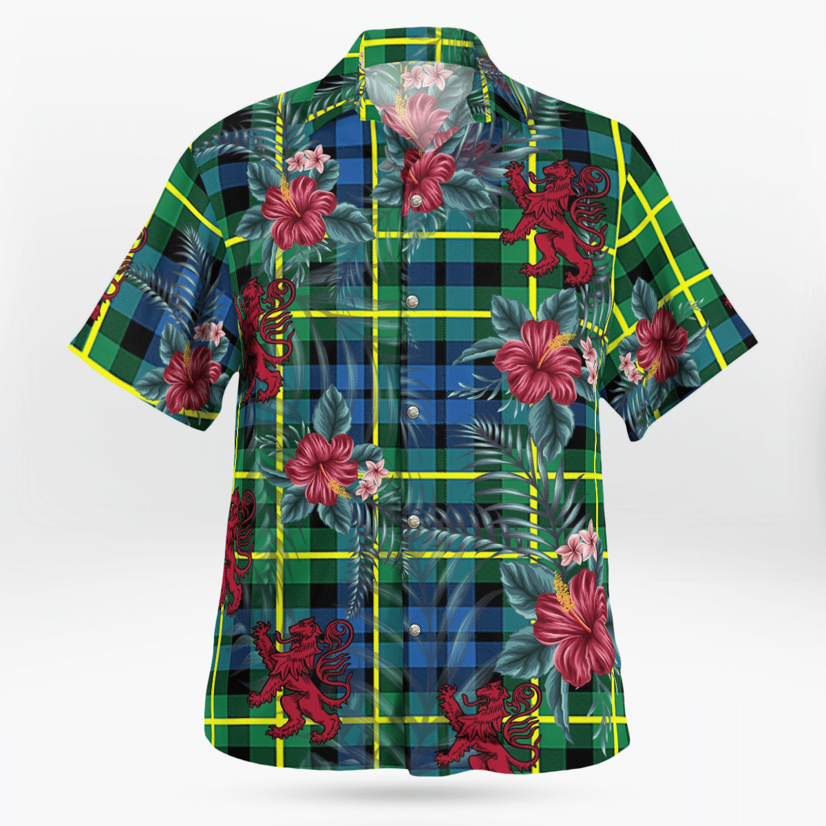 Clan Campbell of Breadalbane Ancient Tartan Scottish Lion Hawaiian Shirt PQ57 Campbell of Breadalbane Ancient Tartan Tartan Hawaii Shirt   