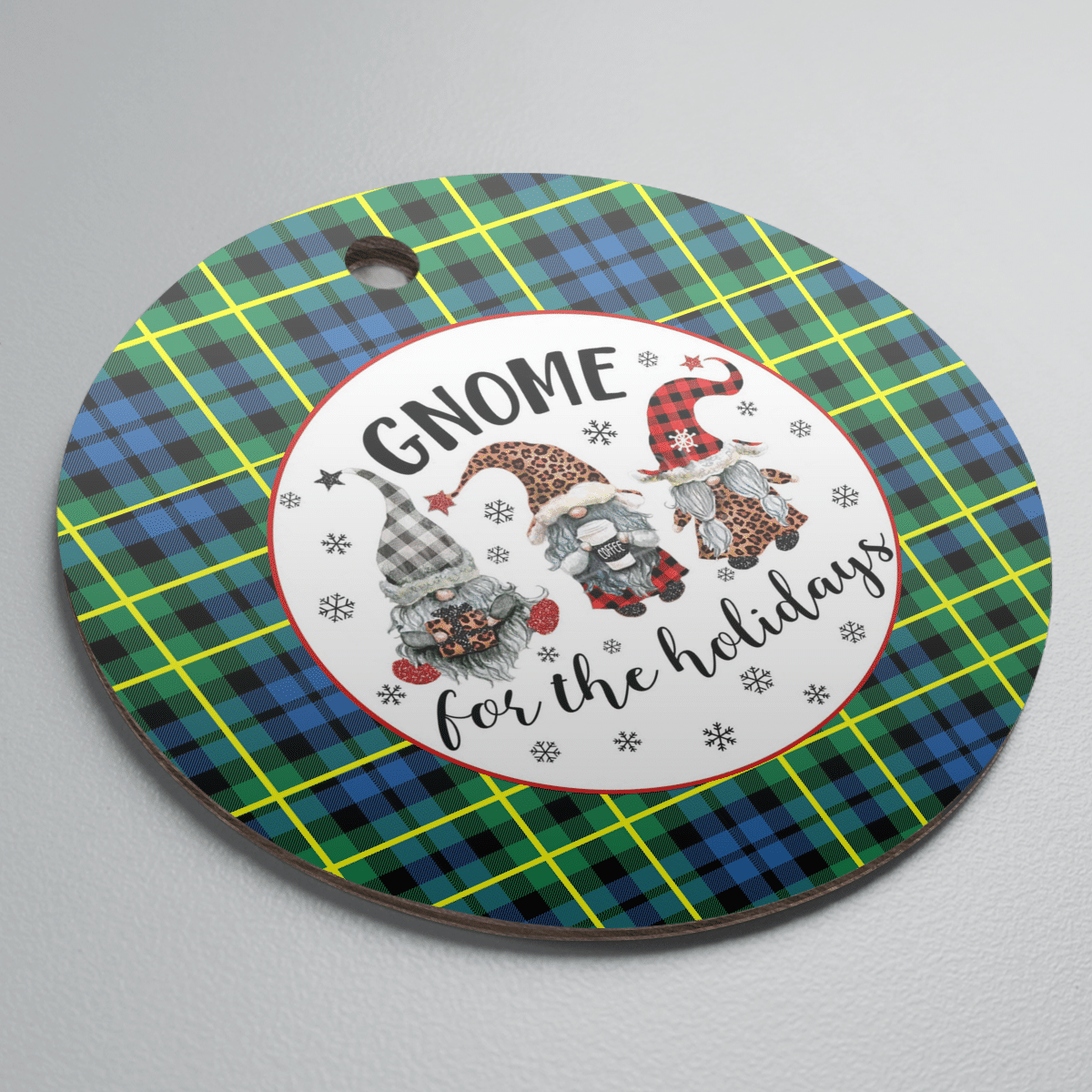 Clan Campbell of Breadalbane Ancient Tartan Tartan Crest Gnome Round Ceramic Ornament HY83 Campbell of Breadalbane Ancient Tartan Tartan Christmas   