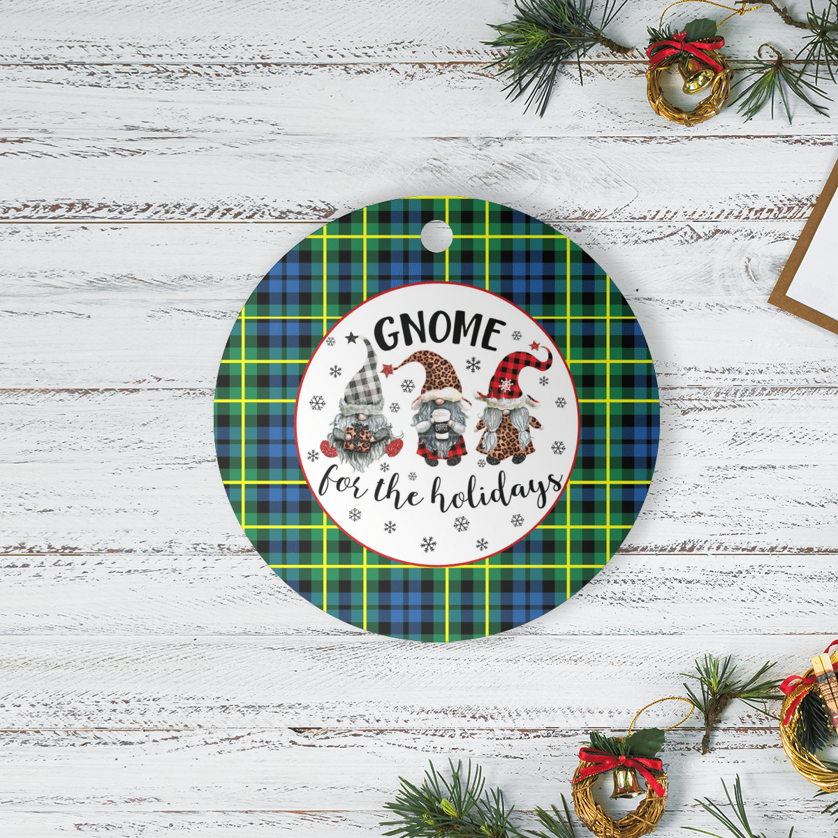 Clan Campbell of Breadalbane Ancient Tartan Tartan Crest Gnome Round Ceramic Ornament HY83 Campbell of Breadalbane Ancient Tartan Tartan Christmas   