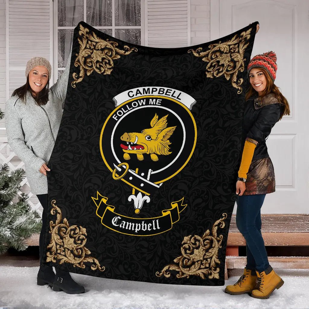 Clan Campbell (of Breadalbane) Crest Tartan Premium Blanket Black  SPUS80 Clan Campbell Tartan Today   