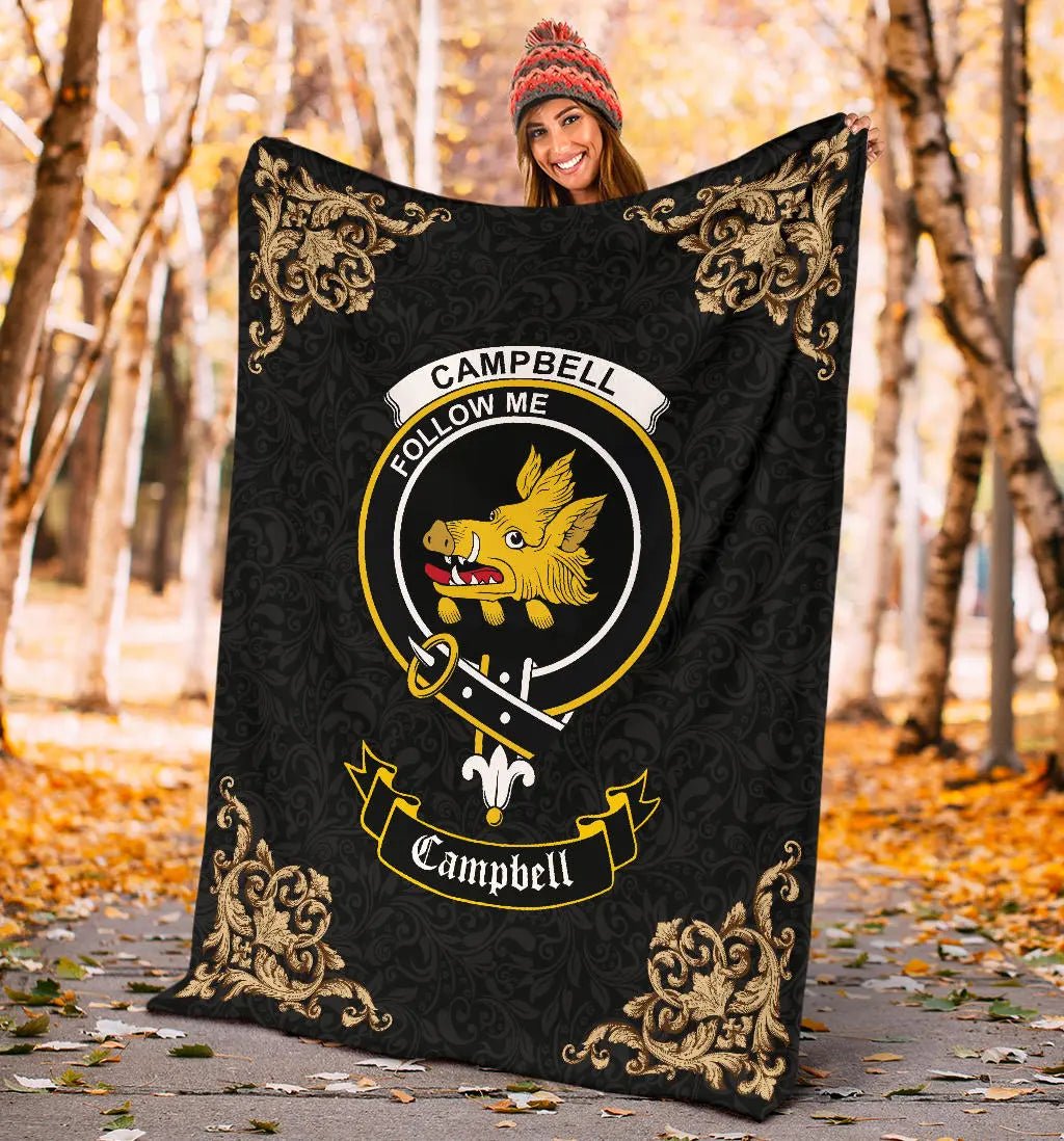 Clan Campbell (of Breadalbane) Crest Tartan Premium Blanket Black  SPUS80 Clan Campbell Tartan Today   