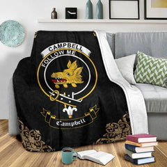 Clan Campbell (of Breadalbane) Crest Tartan Premium Blanket Black WP68 Clan Campbell Tartan Today   