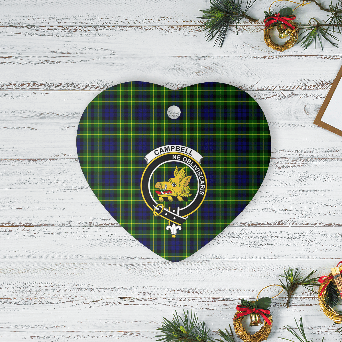 Clan Campbell of Breadalbane Modern Tartan Crest Heart Ceramic Ornament AM52 Campbell of Breadalbane Modern Tartan Tartan Christmas   