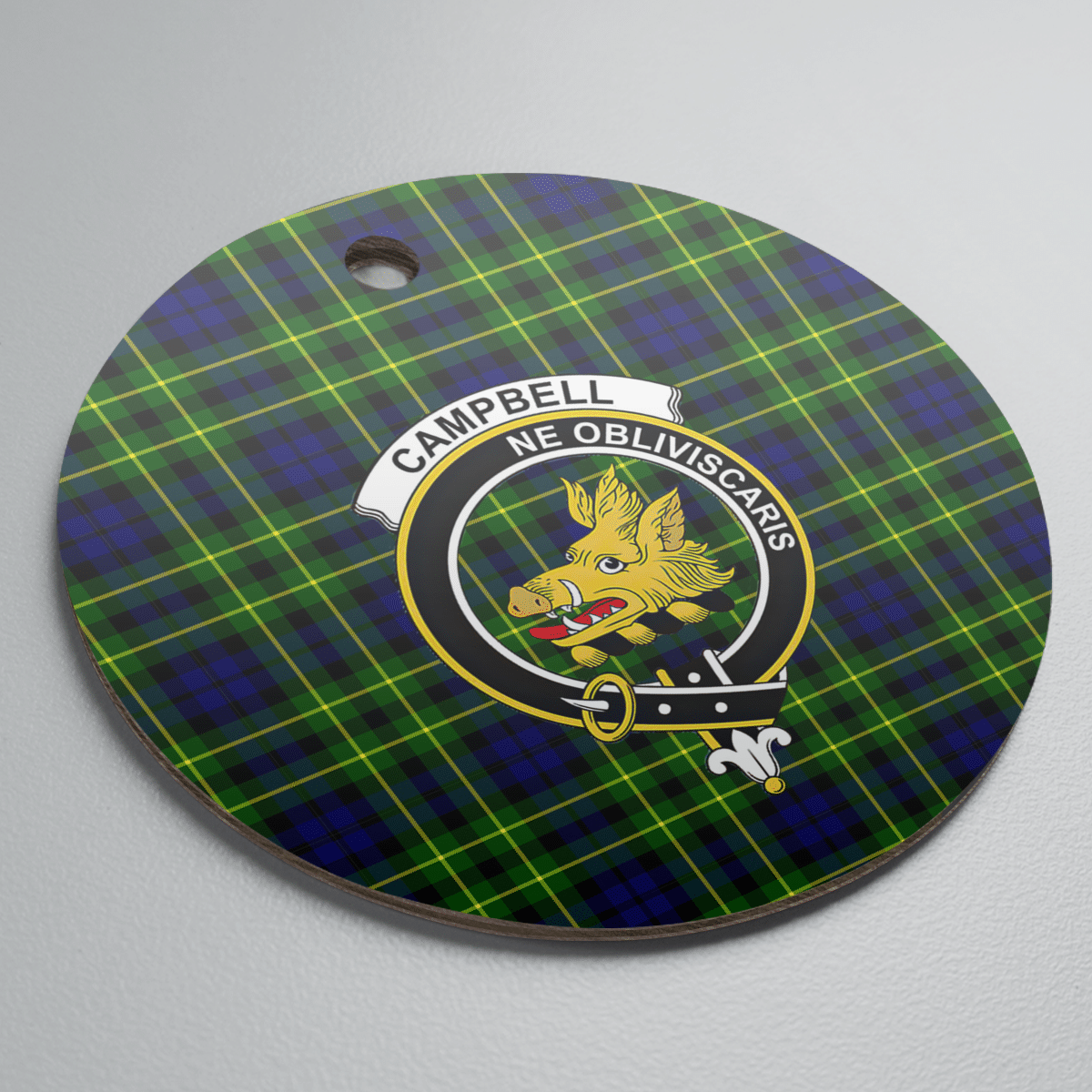 Clan Campbell of Breadalbane Modern Tartan Crest Round Ceramic Ornament NJ11 Campbell of Breadalbane Modern Tartan Tartan Christmas   