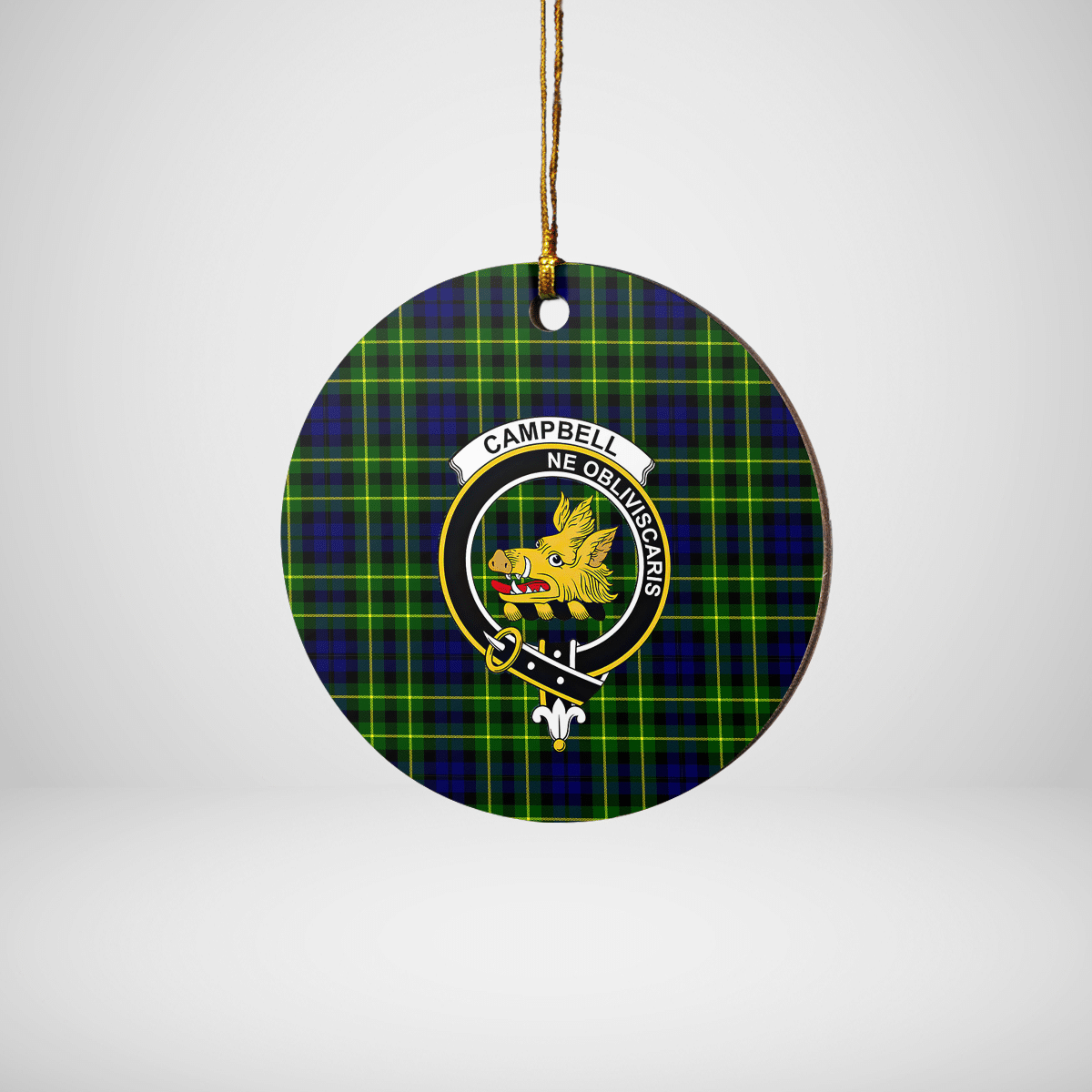 Clan Campbell of Breadalbane Modern Tartan Crest Round Ceramic Ornament NJ11 Campbell of Breadalbane Modern Tartan Tartan Christmas   