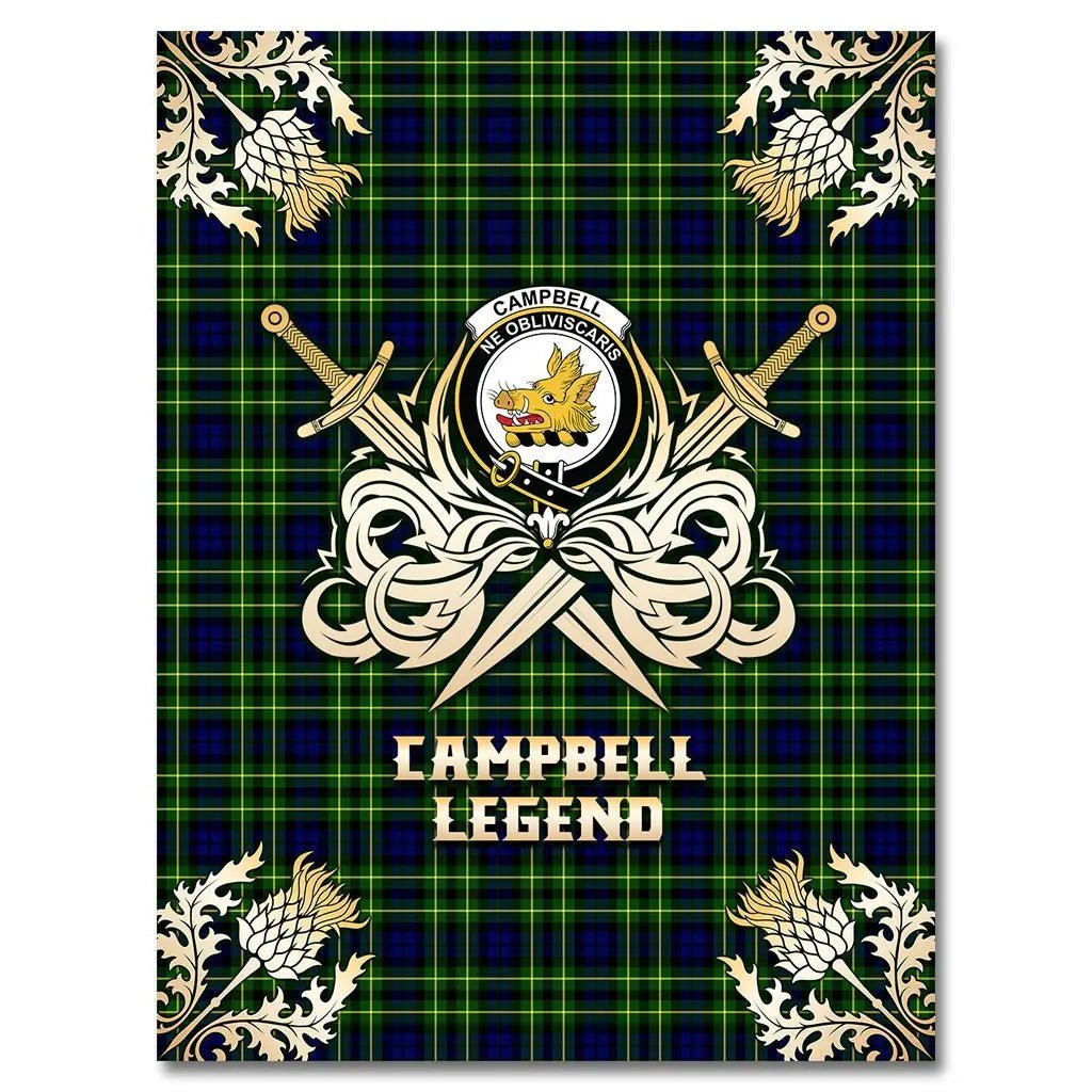 Clan Campbell of Breadalbane Modern Tartan Gold Courage Symbol Blanket XJ59 Clan Campbell of Breadalbane Tartan Today   