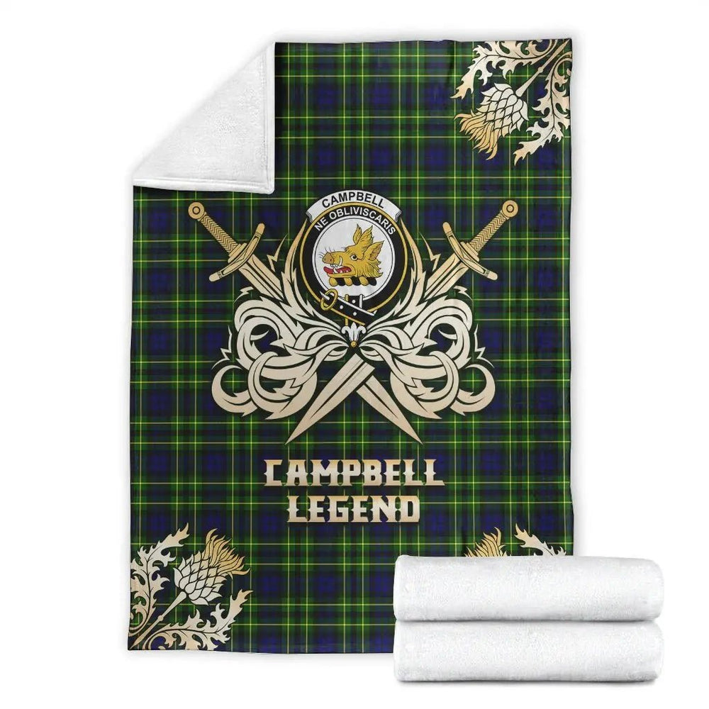 Clan Campbell of Breadalbane Modern Tartan Gold Courage Symbol Blanket XJ59 Clan Campbell of Breadalbane Tartan Today   