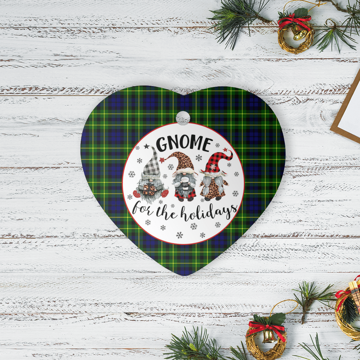 Clan Campbell of Breadalbane Modern Tartan Tartan Crest Gnome Heart Ceramic Ornament KE48 Campbell of Breadalbane Modern Tartan Tartan Christmas   