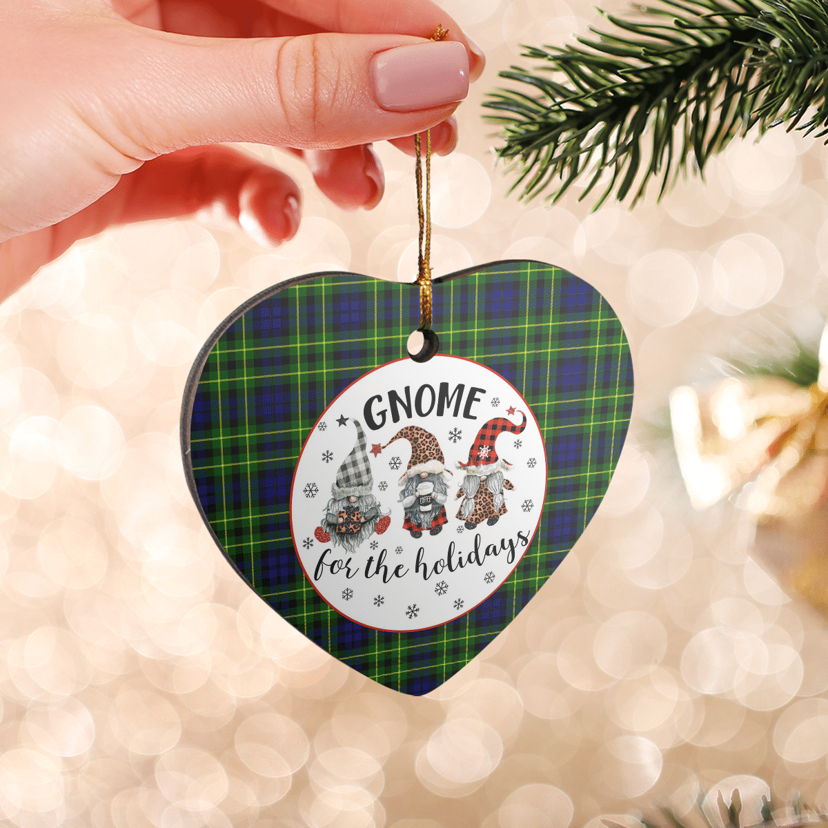 Clan Campbell of Breadalbane Modern Tartan Tartan Crest Gnome Heart Ceramic Ornament KE48 Campbell of Breadalbane Modern Tartan Tartan Christmas   
