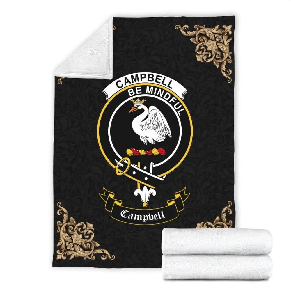 Clan Campbell (of Cawdor) Crest Tartan Premium Blanket Black UB67 Clan Campbell of Cawdor Tartan Today   