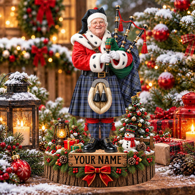 Clan Clark 1 Tartan Christmas Piper Plaque with Custom Photo & Name
