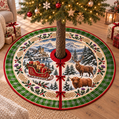 Clan Cunningham Dress Green Dancers Tartan Highland Christmas Tree Skirt