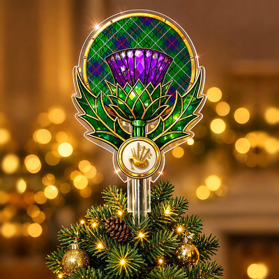 Clan Duncan Modern Tartan Thistle Christmas Tree Topper
