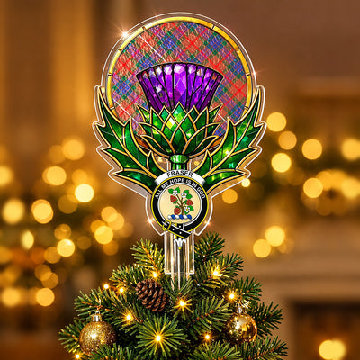 Clan Fraser Hunting Modern Tartan Thistle Christmas Tree Topper