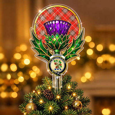 Clan Fraser Weathered Tartan Thistle Christmas Tree Topper