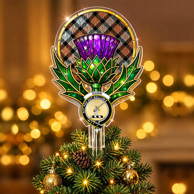Clan Gunn Weathered Tartan Thistle Christmas Tree Topper