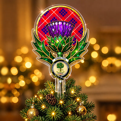 Clan Hamilton Modern Tartan Thistle Christmas Tree Topper