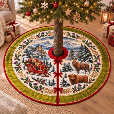 Clan Houston Tartan Highland Christmas Tree Skirt