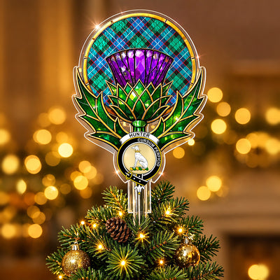Clan Hunter Ancient Tartan Thistle Christmas Tree Topper