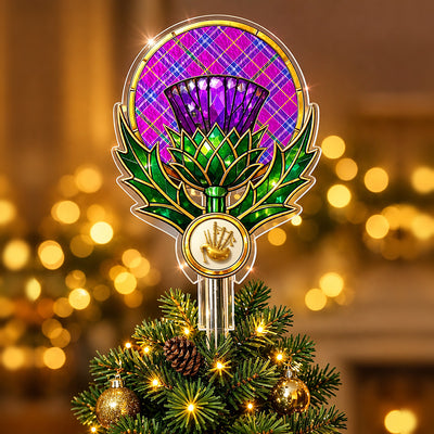 Clan Jackson Tartan Thistle Christmas Tree Topper