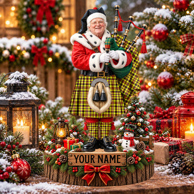 Clan Jardine Tartan Christmas Piper Plaque with Custom Photo & Name