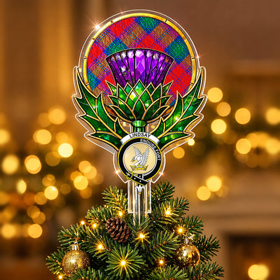 Clan Lindsay Modern Tartan Thistle Christmas Tree Topper