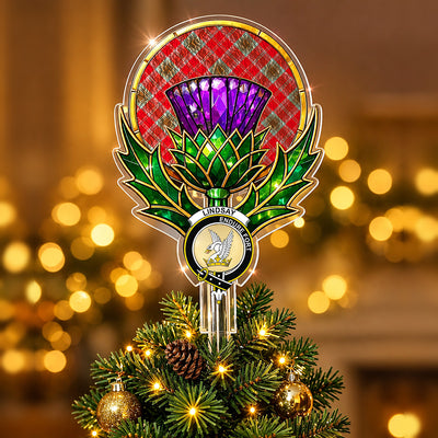 Clan Lindsay Weathered Tartan Thistle Christmas Tree Topper