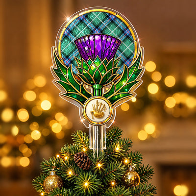 Clan MacDonald of the Isles Hunting Ancient Tartan Thistle Christmas Tree Topper