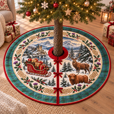 Clan MacInnes Ancient Tartan Highland Christmas Tree Skirt