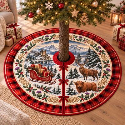 Clan MacIver Modern Tartan Highland Christmas Tree Skirt
