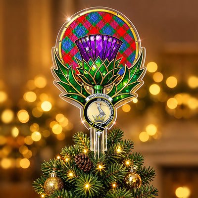 Clan MacQuarrie Modern copy Tartan Thistle Christmas Tree Topper