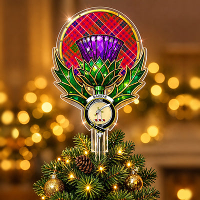 Clan MacRae Modern Tartan Thistle Christmas Tree Topper