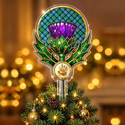 Clan Malcolm Ancient Tartan Thistle Christmas Tree Topper