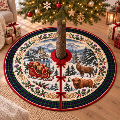 Clan Malcolm Modern Tartan Highland Christmas Tree Skirt