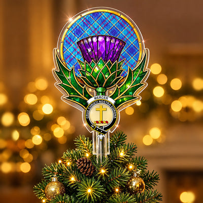 Clan Mercer Modern Tartan Thistle Christmas Tree Topper