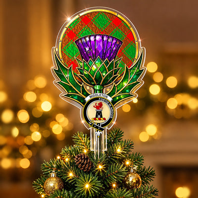 Clan Middleton Modern Tartan Thistle Christmas Tree Topper