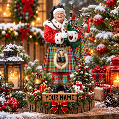 Clan Ogilvie Tartan Christmas Piper Plaque with Custom Photo & Name