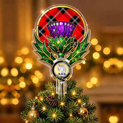 Clan Ramsay Modern Tartan Thistle Christmas Tree Topper