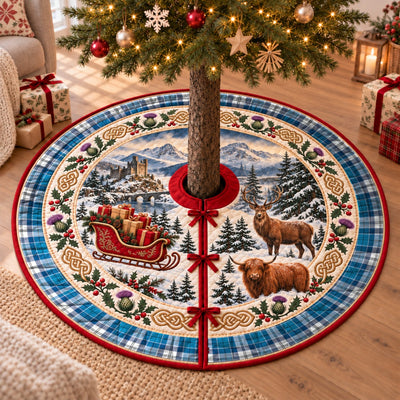 Clan Roberton Tartan Highland Christmas Tree Skirt