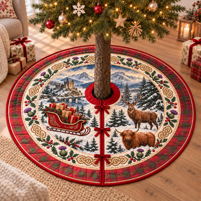 Clan Ross Modern Tartan Highland Christmas Tree Skirt