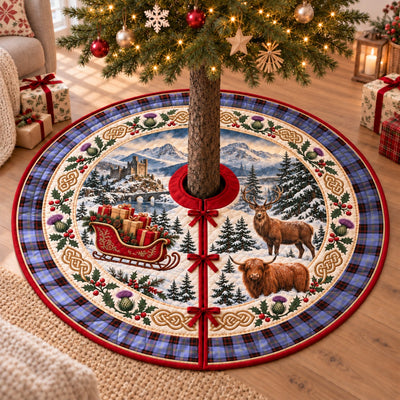 Clan Rutherford Tartan Highland Christmas Tree Skirt