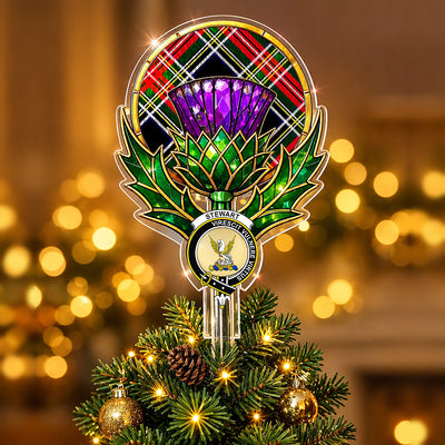 Clan Stewart Black Tartan Thistle Christmas Tree Topper