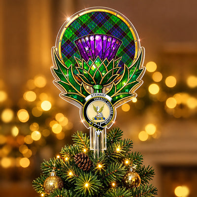 Clan Stewart Old Modern Tartan Thistle Christmas Tree Topper