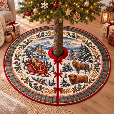 Clan Stewart Royal Ancient Tartan Highland Christmas Tree Skirt