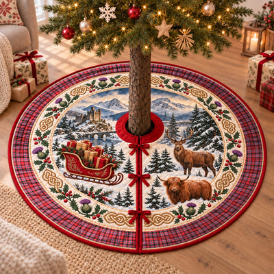 Clan Straiton Aderbeen Tartan Highland Christmas Tree Skirt