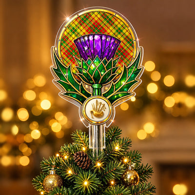 Clan Strathearn Modern Tartan Thistle Christmas Tree Topper