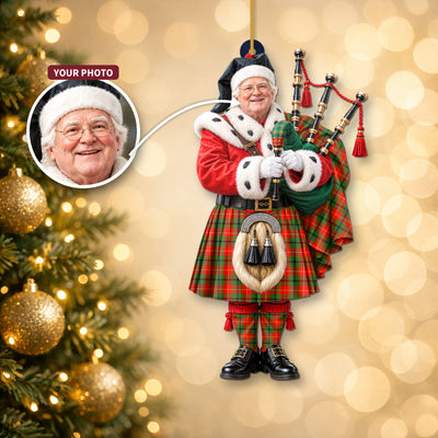 Clan Turnbull Dress Tartan Christmas Piper Ornament with Custom Photo