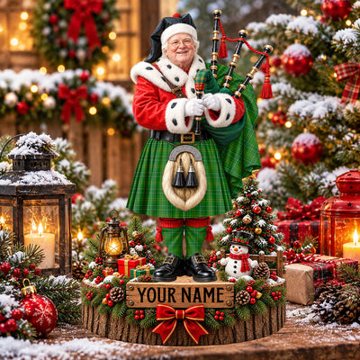 Clan Wexford County Tartan Christmas Piper Plaque with Custom Photo & Name